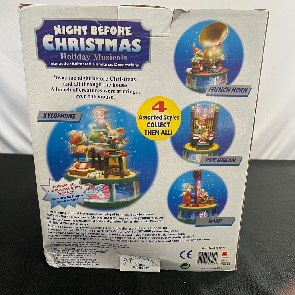 Night Before Christmas Holiday Musicals Animated Pipe Organ Teddy Bears 61500(N) - Picture 4 of 8
